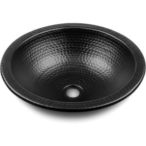 Monarch Abode 19194 Black Hand Hammered Rotunda Dual Mount Bathroom Vanity Sink (16 inches)