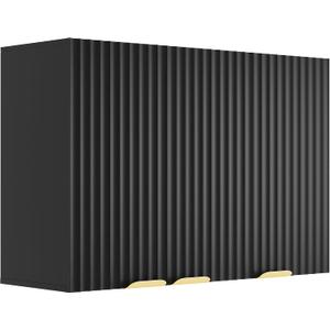 ChooChoo 3 Doors Wall Cabinet Laundry Room, Bathroom Wall Cabinet with Adjustable Shelf, Fluted Wall-Mounted Medicine Cabinet, Storage Cabinet for Kitchen, Garage, Black