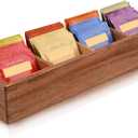 Acacia Wood Tea Bag Organizer with 4 Slots  Tea Bag Holder and Tea Organizer, Sugar Packet Storage for Countertops