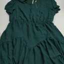 Manydress Women's Chiffon Floral Dresses Casual Summer Boho Flutter Sleeve Flowy Skater Western Dress MY112 (X-Large, Green)