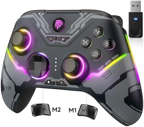 EasySMX X15 PC Controller - Enhanced Wireless Bluetooth Controller with Hall Joysticks/Hall Triggers/RGB Lighting - No Stick Drift, No Dead Zone - Work for Windows PC, Android, Steam and Switch, Black