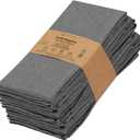 Ruvanti Cloth Napkins Set of 12, 18x18 Reusable Napkins Cloth Washable, Soft & Durable Table Napkin, Poly Cotton Fabric Dinner Napkins for Parties, Christmas, Thanksgiving, Weddings - Black Beauty