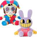 Jax and Pomni Plush,Horror Cute Stuffed Plushies Doll Toys, Jax and Pomni Plush for Birthday Christmas, Kids and Adults Choice (2pcs)