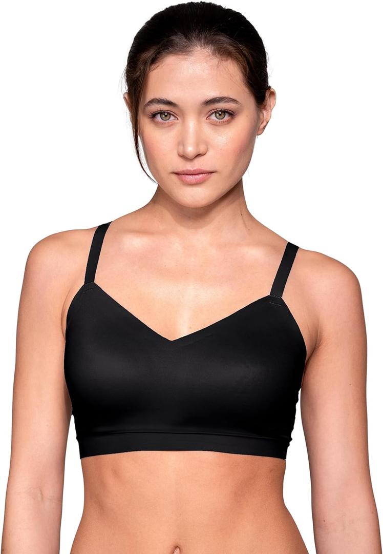 Floatley Cozy Adjustable Bra Comfort Wirefree Seamless Bra with Embedded Pad for Women (Large, Black)