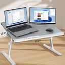 Laptop tray, SAIJI 60*45cm Table lap for bed, Multi-purpose Premium Lapdesk, Height Angle adjustable, with Book Stand, Drawer, Tablet slot, for Eating, Working, Writing, Gaming, Drawing (Light Grey)