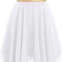 Liturgical Praise Dance Dresses for Women Adult Lyrical Dance Dress Modern Contemporary Costumes Worship Sleeveless Metallic Color Block Irregular Hem Chiffon Flowy Midi Dress Dancewear White XS