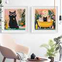 Canrichshop 4 Pack Cat Paint by Numbers for Beginner,Black Cat Adult Paint by Number Kits on Canvas Framed, DIY Number Paintings for Adults for Wall Home Decor 8X 8 inch