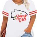 Plus Size Game Day Football Shirt Women Sports Season T-Shirt Football Mom Graphic Tee Sunday Funday Tops (White, XXXL)