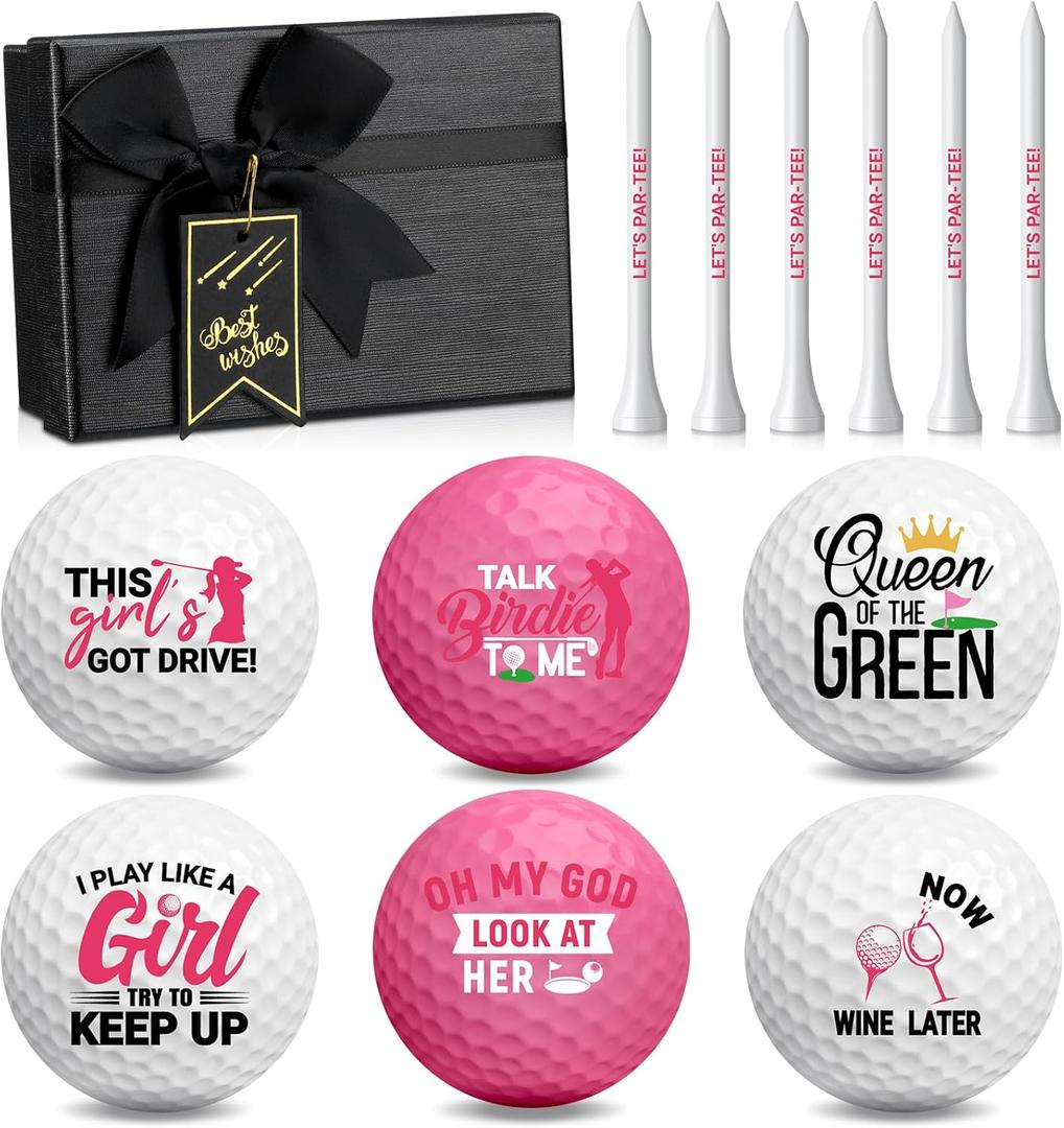 Realspring 13 Pcs Women's Golf Ball Funny Golf Ball for Women with Tees and Gift Box Golfing Gifts for Women Coworker Employee Golfer
