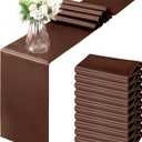 Horbaunal 12 Pack Brown Satin Table Runner 12 x 108 Inch, Smooth Table Runners for Wedding Banquets Birthday Party