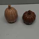 Vicenpal 2Pcs Fall Pumpkin Decor Set Artificial Resin Pumpkin Fall Artificial Fake Pumpkins Decor for Autumn Halloween Thanksgiving Tabletop Farmhouse Mantel Decoration (Shiny Brown,Fashionable Style)