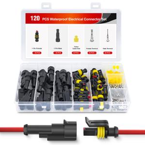 Nilight 120PCS 1 Pin Electrical Connector Plug Male Female Terminal Wire Connectors Waterproof One Way Automotive Connect Set for Car Truck Motorcycle Marine Boat 20 Sets