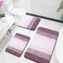 OLANLY Bathroom Rugs Sets 3 Piece, Soft Absorbent Microfiber Bath Mats and U-Shaped Contour Toilet Rug, Plush Shaggy Bath Mat Set for Bathroom (36"x24"+24"x16"+24"x20", Mauve )
