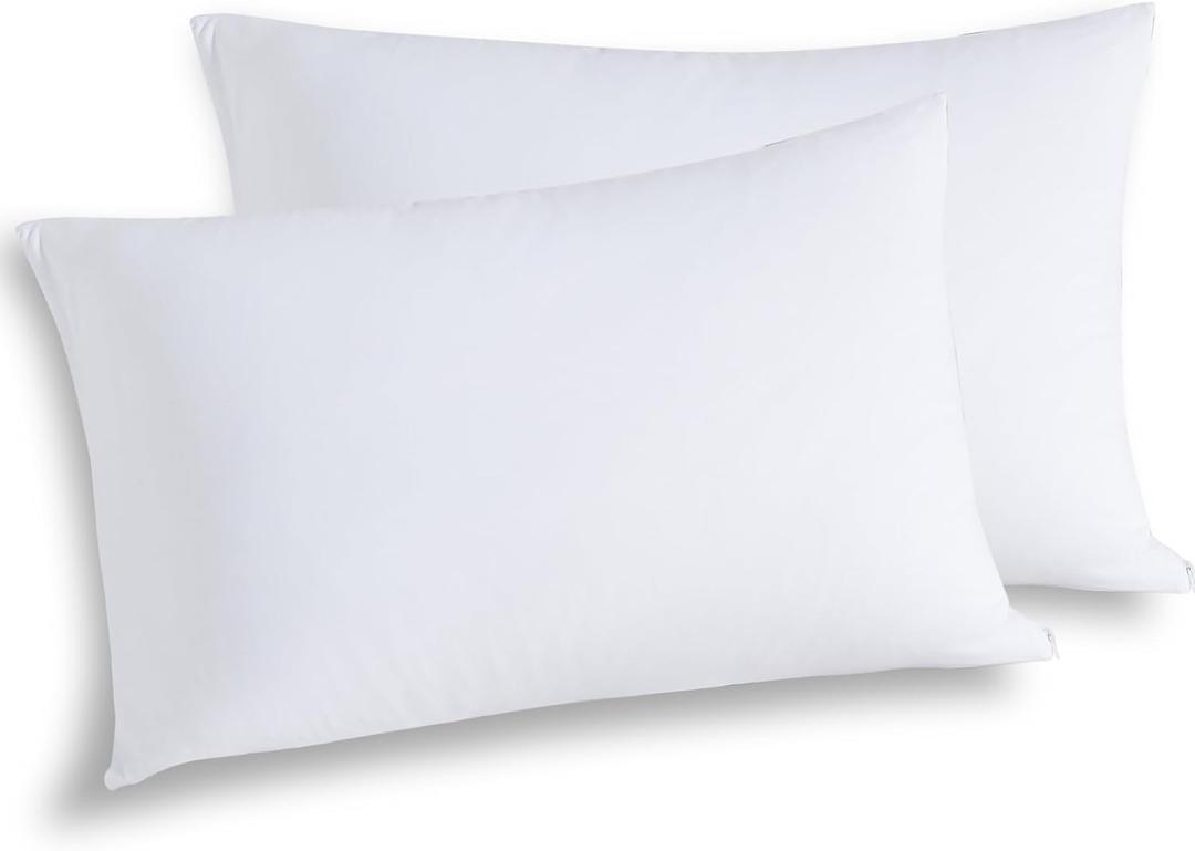 WhatsBedding Standard Jersey Knit Pillowcases Set of 2, 100% Cotton Bed Pillow Cases Standard Size with Zipper, Soft and Breathable, 2026 inches White