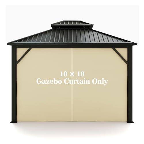 Gazebo Universal Replacement Privacy Curtain – Hugline 10' x 10' Gazebo Side Wall Outdoor Privacy Panel with Zipper (Beige)