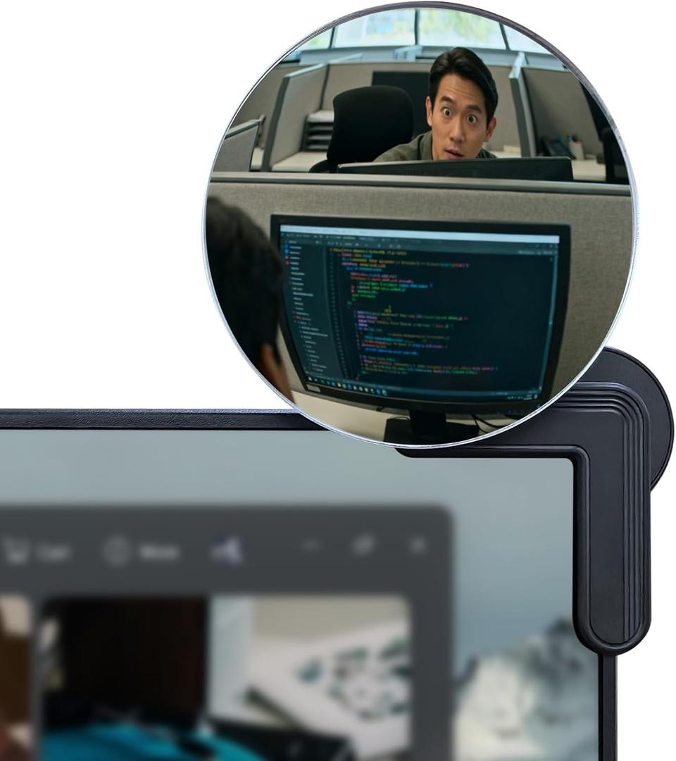 Nnaningo Clip On Mirror For Computer Monitor, Laptop Mirrors, Desk Office Cubicle, Pc To See Behind You, Desktop Rear View, Personal Safety (1PCS)