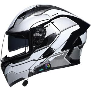 Bluetooth Modular Motorcycle Helmet DOT Approved Full Face Flip up Anti-Fog Double Visor Helmet Built-in Dual Speaker with Microphone for Adult Men and Women M ~XXL (A16)