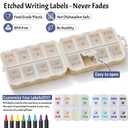 Foldable & Portable Pill Organizer 2 Times A Day with Extra Compartments - Etched Labels - Weekly 7 Day AM PM Medicine Box, Week Daily Travel Pill Case Holder Dispenser for Vitamin, Supplement - Khaki