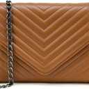 Small Leather Crossbody Bag for Women Clutch Purse Cross Body Purse Shoulder Bags with Chain Strap Quilted Purses (Brown)