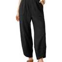 Xiaoxuemeng Womens Baggy Wide Leg Pants Casual Elastic Waisted Palazzo Harem Pants with Pockets(Black-XL)