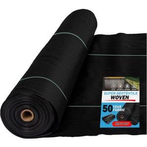 Super Geotextile Woven Geotextile Fabric for Driveway and Road Stabilization, Construction Underlayment, Erosion Control, Commercial Grade 50 Year for Gravel Roads and Pavers (12.5x100) Ships Folded