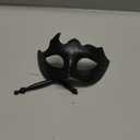 2025 New Masquerade Mask for Women with Stick - Shiny Women's Feather Mardi Gras Venetian Mask for Costume Accessory (Black)