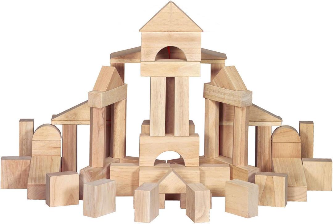 Melissa & Doug Standard Unit Solid-Wood Building Blocks with Wooden Storage Tray, 60-Piece Hardwood Sorting & Stacking Toys for Building & Balancing, Preschool Learning Toys for Kids Ages 3+