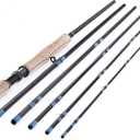 13ft 8-9wt or 14ft 9-10wt 6 Pieces Sections Carbon Spey Fly Fishing Rod Pole Double Hand Medium Fast Freshwater and Saltwater Fly Fishing