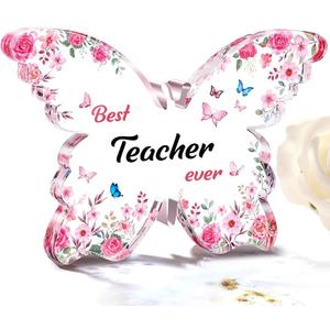 Eletorot Teacher Appreciation Gifts for Women: Thank You Graduation Valentines Day Christmas Presents for Teachers Her from Students, Personalized Butterfly Acrylic Plaque Decorations