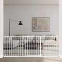 ALLAIBB Extra Wide Pressure Mount Baby Gate Auto Close White Metal Child Dog Pet Safety Gates with Walk Through for Stairs,Doorways,Kitchen and Living Room (71.65-85.03"/182-218cm)