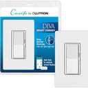 Lutron Diva Smart Dimmer Light Switch for Caseta Lighting (Lutron Smart Hub Required), for LED Lights, 150W, Single-Pole/3-Way, No Neutral, White (DVRFW-6L-WH-A)