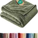 Ultra Soft Fleece Blanket Queen Size - Flannel Fleece Luxury Queen Blanket - Lightweight for Couch Bed Chair - Thick, Warm and Breathable - All Season Cozy Fuzzy, Anti-Static Microplush Bedding, Olive