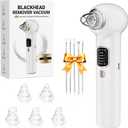 Pore Vacuum Blackhead Remover Kit - 5 Suction Heads & Extractor Tools, 3 Adjustable Suction Levels - Facial Pore Cleansing for Women&Men (White)