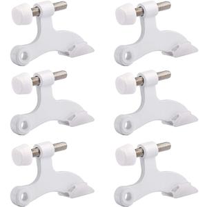 HOMOTEK 6 Pack Hinge Pin White Door Stopper,Adjustable Deluxe Heavy Duty Door Stopper 2-1/2"x1-3/4,with White Rubber Bumper Tips