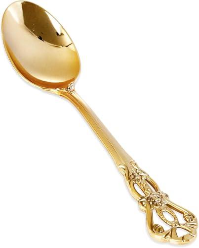Joyido 30PCS Gold Plastic Spoons - Gold Soup Spoons Disposable - 8.1 Inch Heavy Duty Plastic Silverware - Heavyweight Elegant Disposable Utensils for Catering, Parties, Dinners, Weddings