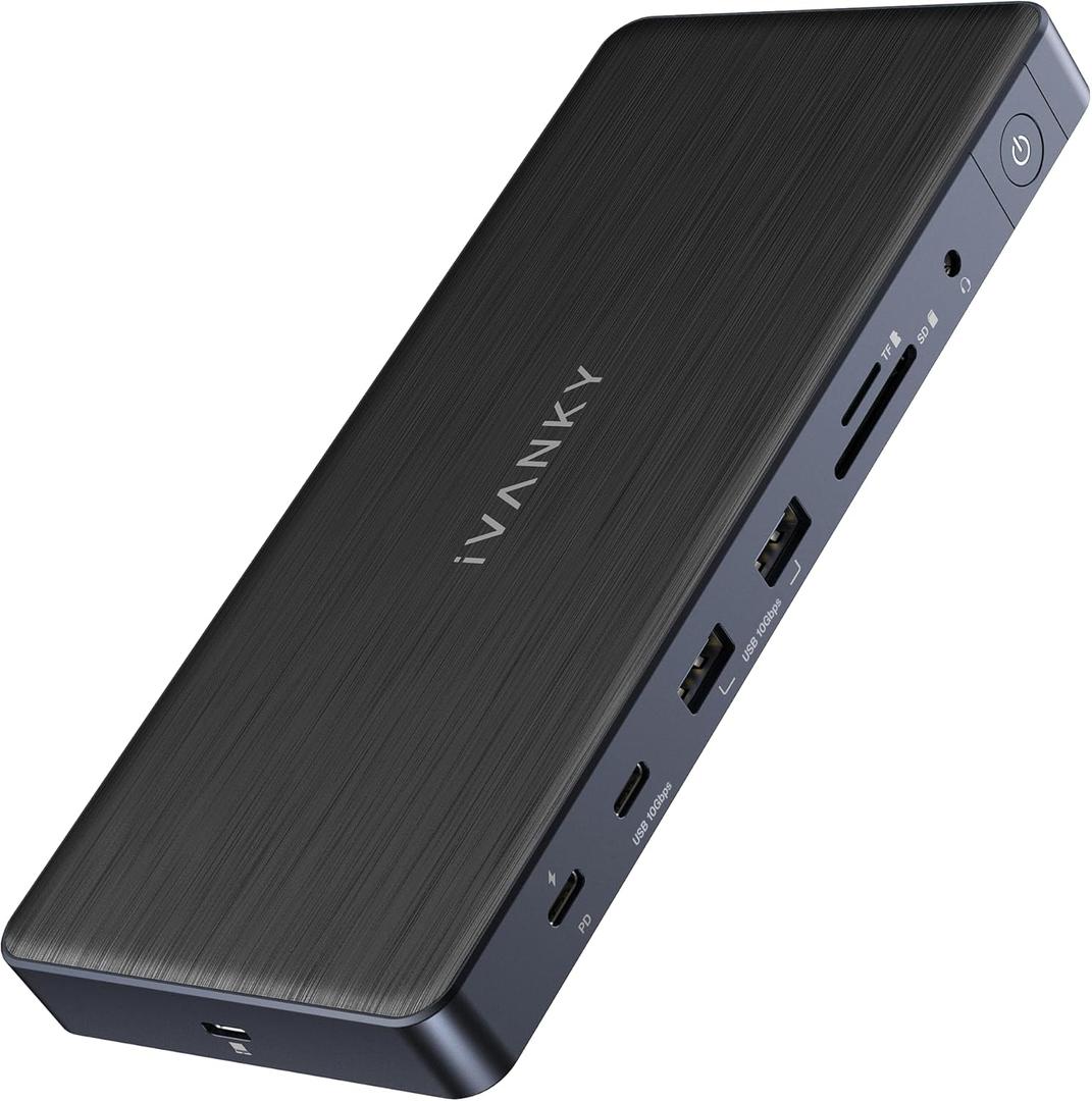 iVANKY 14-in-1 FusionDock Pro 1+ for M1/ M2/ M3/M4 MacBook DisplayLink Docking Station with 180W Power Adapter, Triple 4K@60Hz Monitor Mac mini Air Dock 3HDMI 2.0, 96W PD, 10Gbps, 2.5GbE, SD/TF 4.0