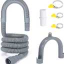 PinkCross Universal Washing Machine Drain Hose Extension, Flexible Washer & Dishwasher Hose, Portable Sink & Dehumidifier Pipe, Corrugated Plastic Hose with Clamp (6.5ft)