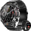 WalkerFit Rugged Military Smart Watch for Men, 1.43" AMOLED Tactical Fitness Tracker (Answer/Make Call), 5ATM Waterproof, Heart Rate/SpO2/Sleep Monitor, 178+ Sports Modes, for Android iPhone, 2 Bands
