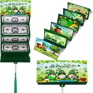 2 x St. Patricks Day Money Envelopes For Cash - 10 Slots Cash Gift Card Holders Surprise Envelope, Fun Creative Money Gift Idea for Women, Men, Kids, Teens, Parents, Friends (Green, 1Pcs)
