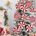 RINOLY 12 PCS Candy Cane Christmas Decorations,8 in Large Double Sided Peppermint Christmas Decorations Tree Ornaments,Plastic Candy Cane Ornaments for Tree Topper Home Vase Xmas Decor