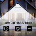 150W LED Flood Light Outdoor,2 Pack 15500LM Super Bright Security Light,IP66 Waterproof Floodlight,5000K Daylight White LED Exterior for Basketball Court, Stadium, Playground