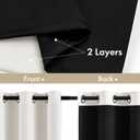 MIULEE Ivory 100% Blackout Curtains for Bedroom 63 Inch Long, 2 Thick Layers Thermal Insulated Black Out Window Curtains with Black Liner, Noise Reducing Grommet Living Room Drapes 2 Panels Set