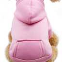 Jecikelon Winter Dog Hoodie Sweatshirts with Pockets Warm Dog Clothes for Small Dogs Chihuahua Coat Clothing Puppy Cat Custume (Pink, X-Small)
