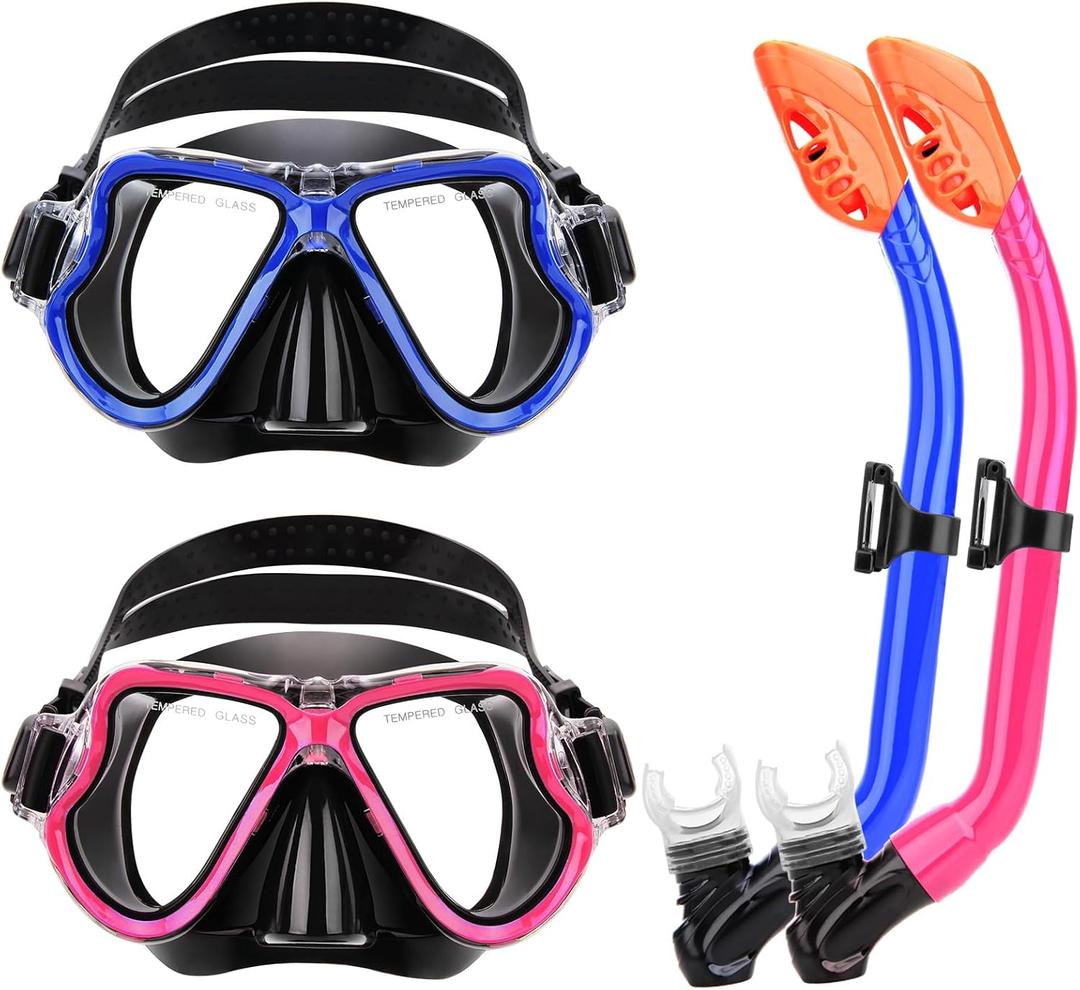 Snorkeling Gear for Kids, 4 in 1 Child Mask Fins Snorkel Set with Panoramic View Anti Fog Mask, Dry Top Snorkel, Trek Fins and Travel Bag, Kids Snorkeling Set with Fins for Snorkeling Swimming, Size: 1-4(32-36) Without Fins