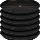 Eccliy 6 Pack Plastic Plant Saucer Heavy Duty Planter Saucers Large Plant Pot Saucers Plastic Water Trays for Indoors and Outdoors Flower Plant Plant Drip (Black,25 Inch)