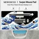 Gaming Laptop Mouse Pad,Sea Wave Big Mice Pads PC Keyboard Waterproof and Non-Slip 47.2" x 23.6" 0.15" Thick XL,XXL Rubber Table Mat, Kanagawa Surfing and Black Japanese Mouse Pads