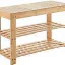 DUMOS Shoe Rack Bench with Storage, 3-Tier Bamboo Entryway Benches, Wooden Shoe Rack Holds Up to 286 lb Storage Organizer, Suitable for Bedroom Living Room Balcony, Classical Wood, 27 inches