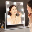 Hollywood Vanity Makeup Mirror with Lights - 9 LED Bulbs, Touch Control, 3 Colors Light, 360 Rotation, Light Up Vanity Mirror for Dressing Room & Bedroom