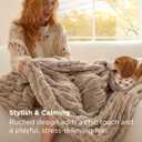 Bedsure Gentlesoft Fluffy Cozy Faux Fur Throw Blanket for Couch, Soft Fuzzy Plush Furry Blanket, Double-Sided Faux Rabbit Fur Thick Warm Chair Throws, Luxury Gifts for Women, 50" X 60", Light Brown
