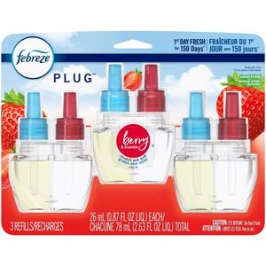Febreze Plug with Fade Defy Technology Air Freshener - New Limited Edition - (3) of 0.87 fl oz Refills (Berry and Bramble)